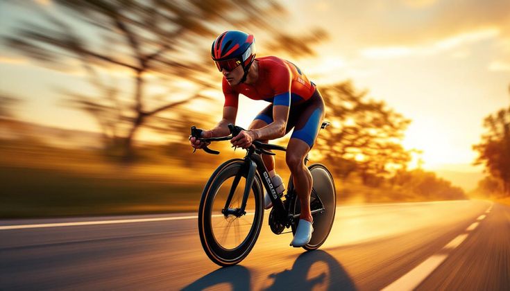 Stylized cyclist on an urban path